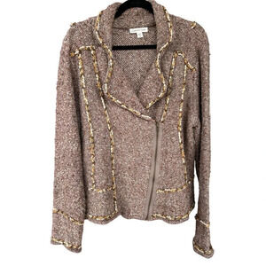 Coldwater Creek Women's Brown Marled Zip Sweater Jacket Size XL